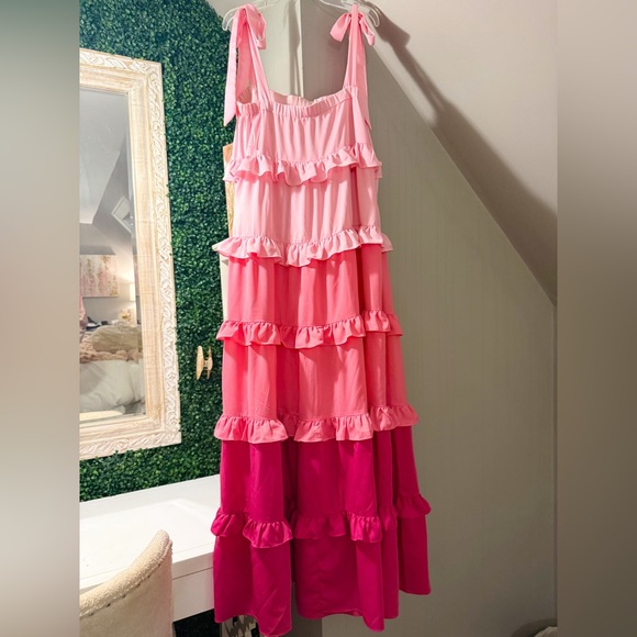 Pink Layered Ruffle Maxi Dress - Picture 6 of 7